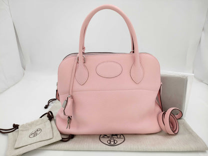HERMES Bolide 31 Taurillon/Rose Sakura/U Stamp/Silver Shoulder Bag