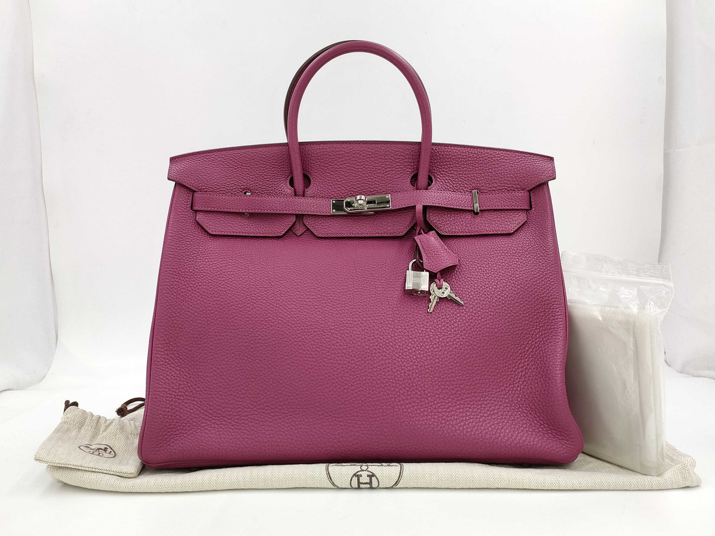 HERMES HERMES Birkin 40 Togo/Tosca/□O Stamp/Silver Handbag