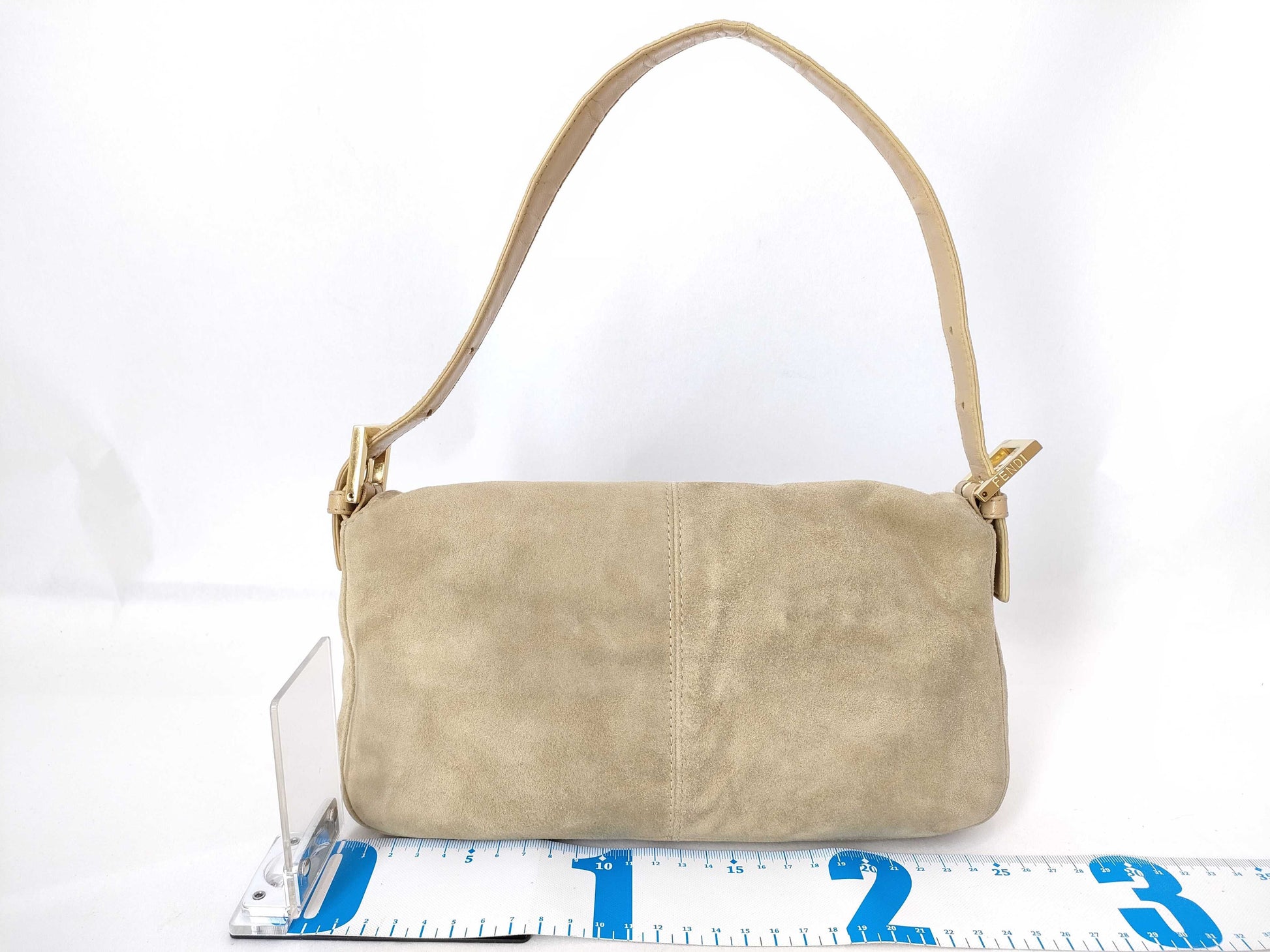 FENDI Mamma Suede Mamma Bucket Shoulder Bag with G Hardware