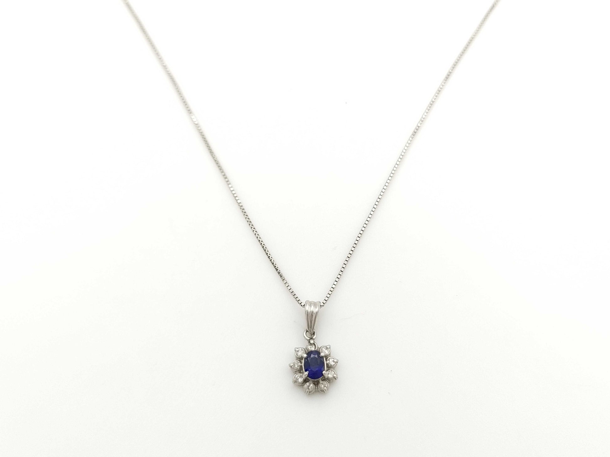 Sapphire D0.09ct PT900/850 2.9g Necklace 