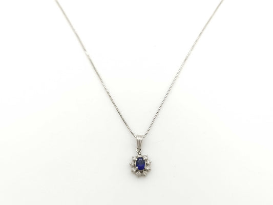 Sapphire D0.09ct PT900/850 2.9g Necklace 