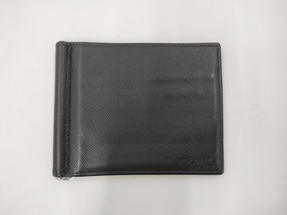 PRADA Prada Bifold Money Clip Leather Card Case/Pass Case/Business Card Holder