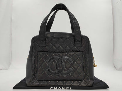 CHANEL Coco Mark Matelasse Black Handbag with Seal and Card