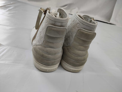 LOUIS VUITTON Monogram Leather High-Top Sneakers White Size 35.5