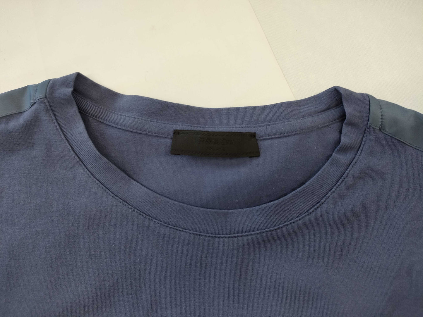 PRADA NFC Readable Triangle Logo Nylon T-Shirt, Size L