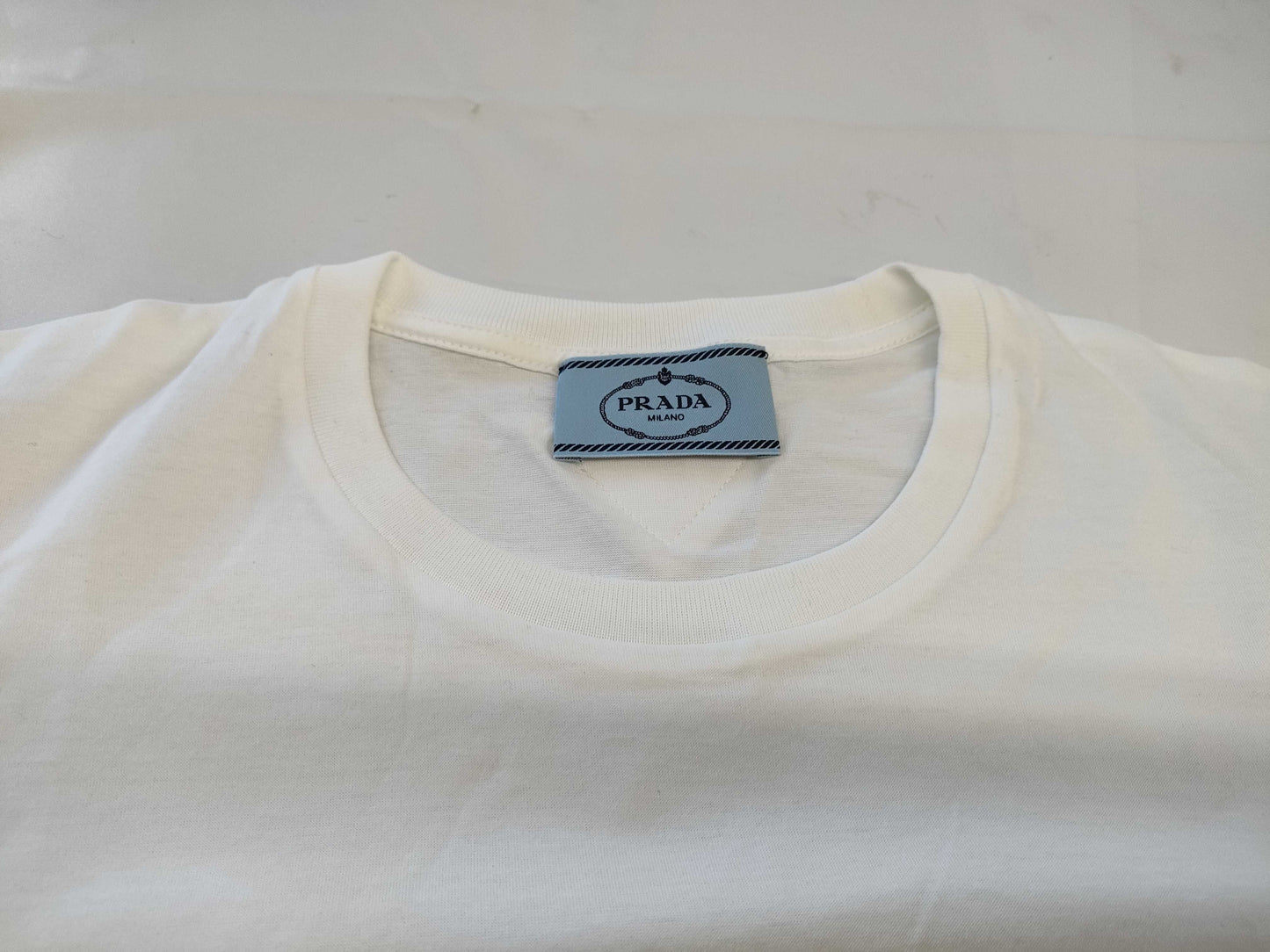 PRADA Prada Current Blue Tag Back Triangle Logo T-Shirt White XL T-Shirt