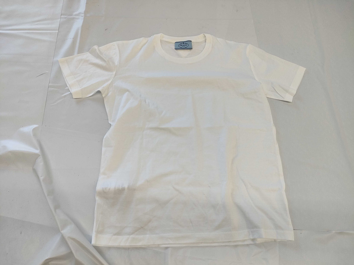 PRADA Prada Current Blue Tag Back Triangle Logo T-Shirt White XL T-Shirt