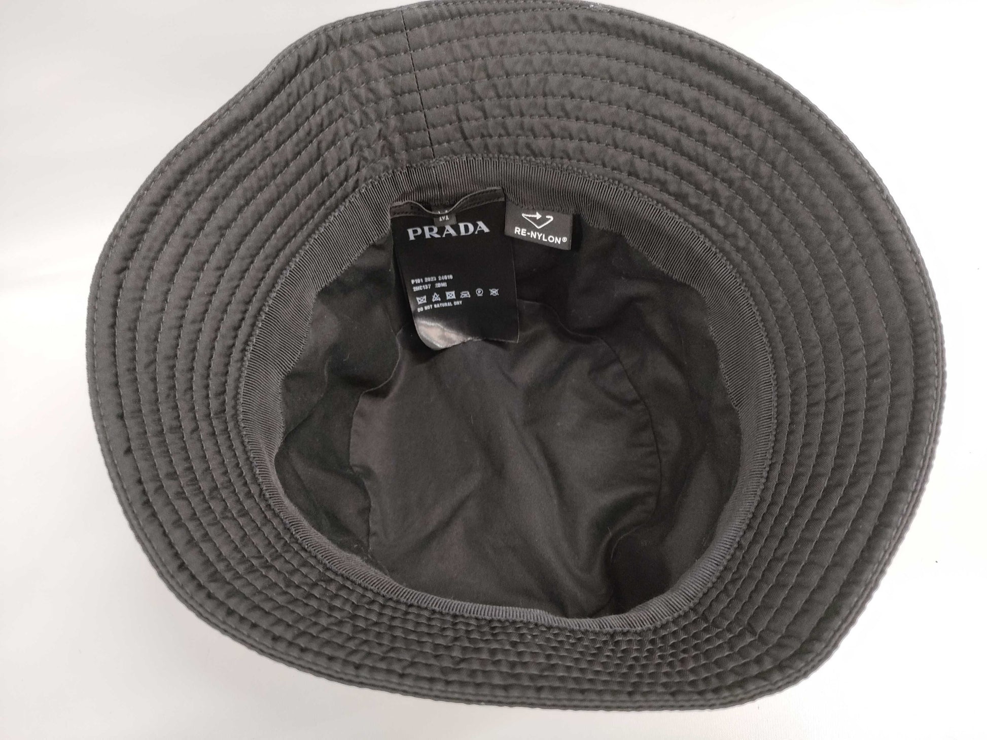 PRADA Prada 23 Re-Nylon Triangle Plate Bucket Hat, Size M Other Apparel