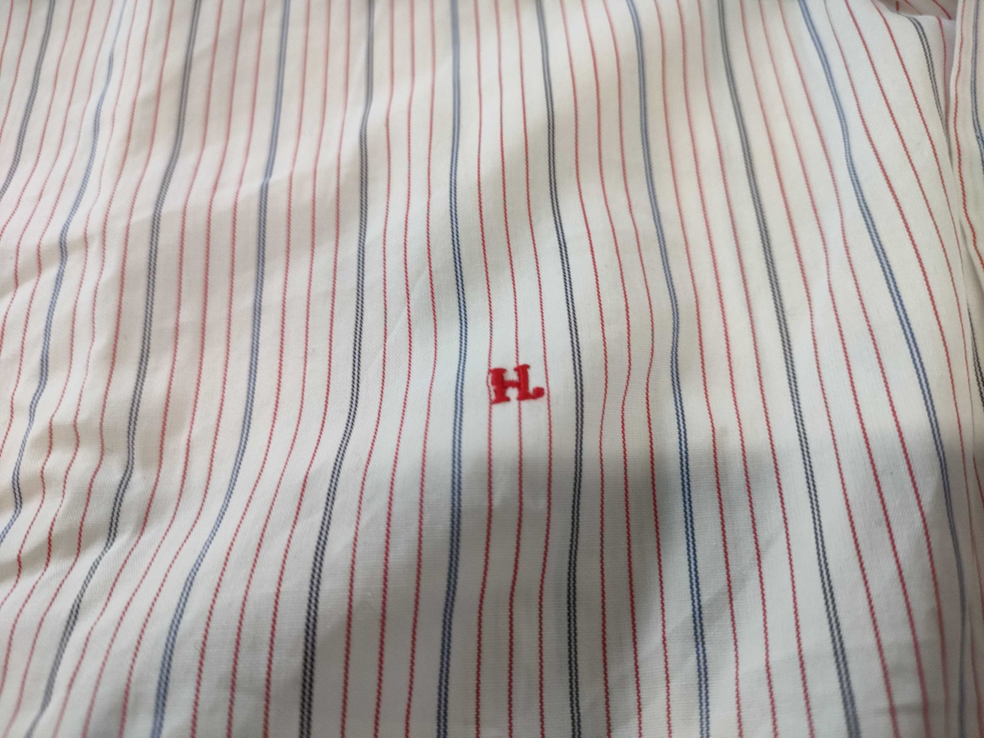 HERMES Logo Embroidered Striped Shirt Size 42