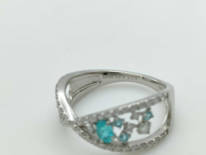 Paraiba tourmaline 0.12ct/0.05ct D0.21ct PT900 4.8g ring 