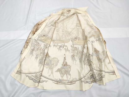 HERMES Silk Scarf Pattern Shirt Size 38