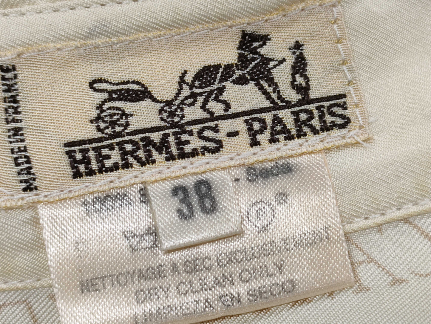 HERMES Silk Scarf Pattern Shirt Size 38