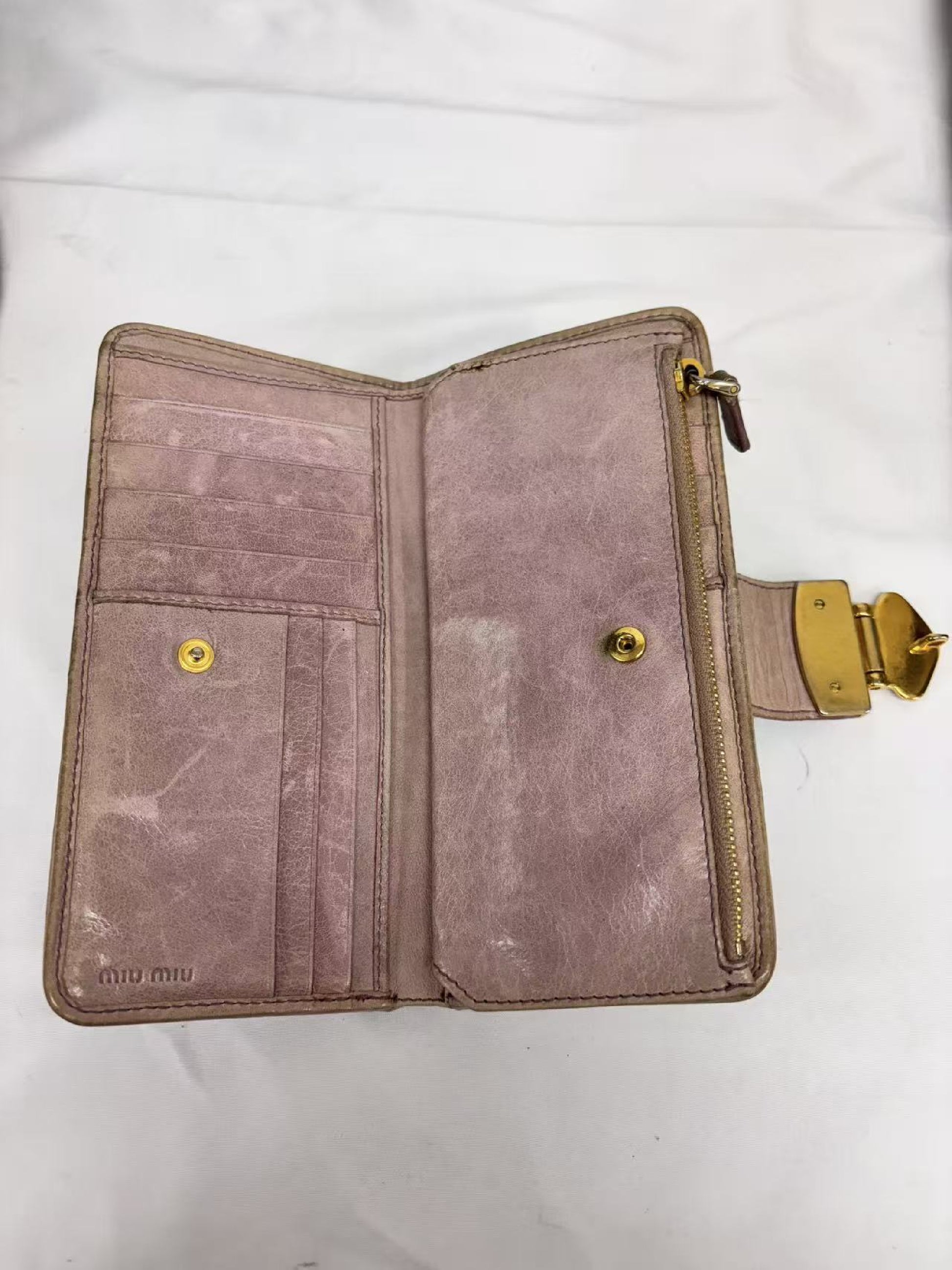 Miu Miu MIUMIU Pink Leather Long Wallet