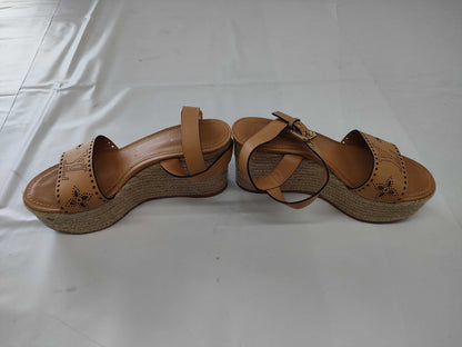 LOUIS VUITTON Horizon Line 2021 Leather Sandals, Women's, Beige, SC1211, Monogram Mahina, Size 38