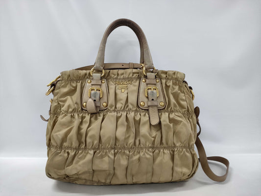 PRADA Prada 2-way shoulder bag, nylon gathered handbag