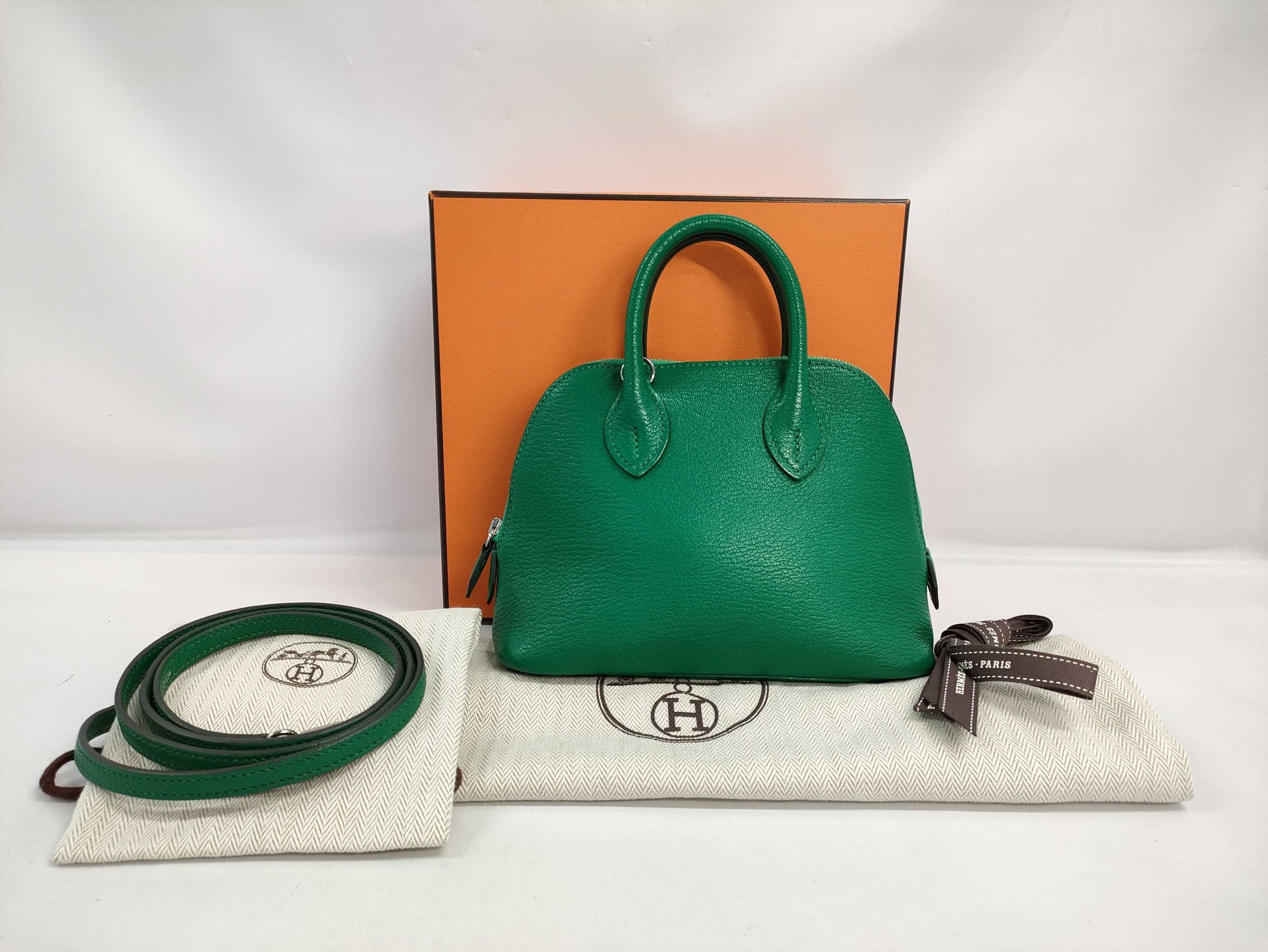 HERMES Mini Bolide 1923 Chevre Mint A Stamped Handbag