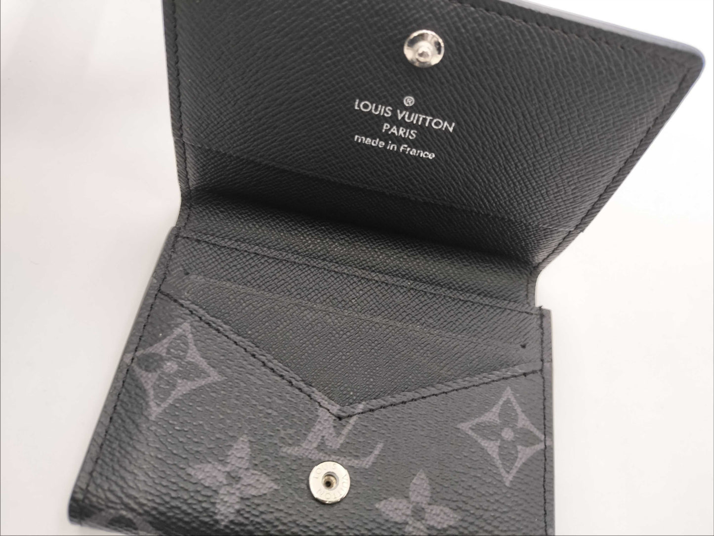 LOUIS VUITTON Envelope Carte de Visite Monogram Eclipse Business Card Case, Black Leather, M12874