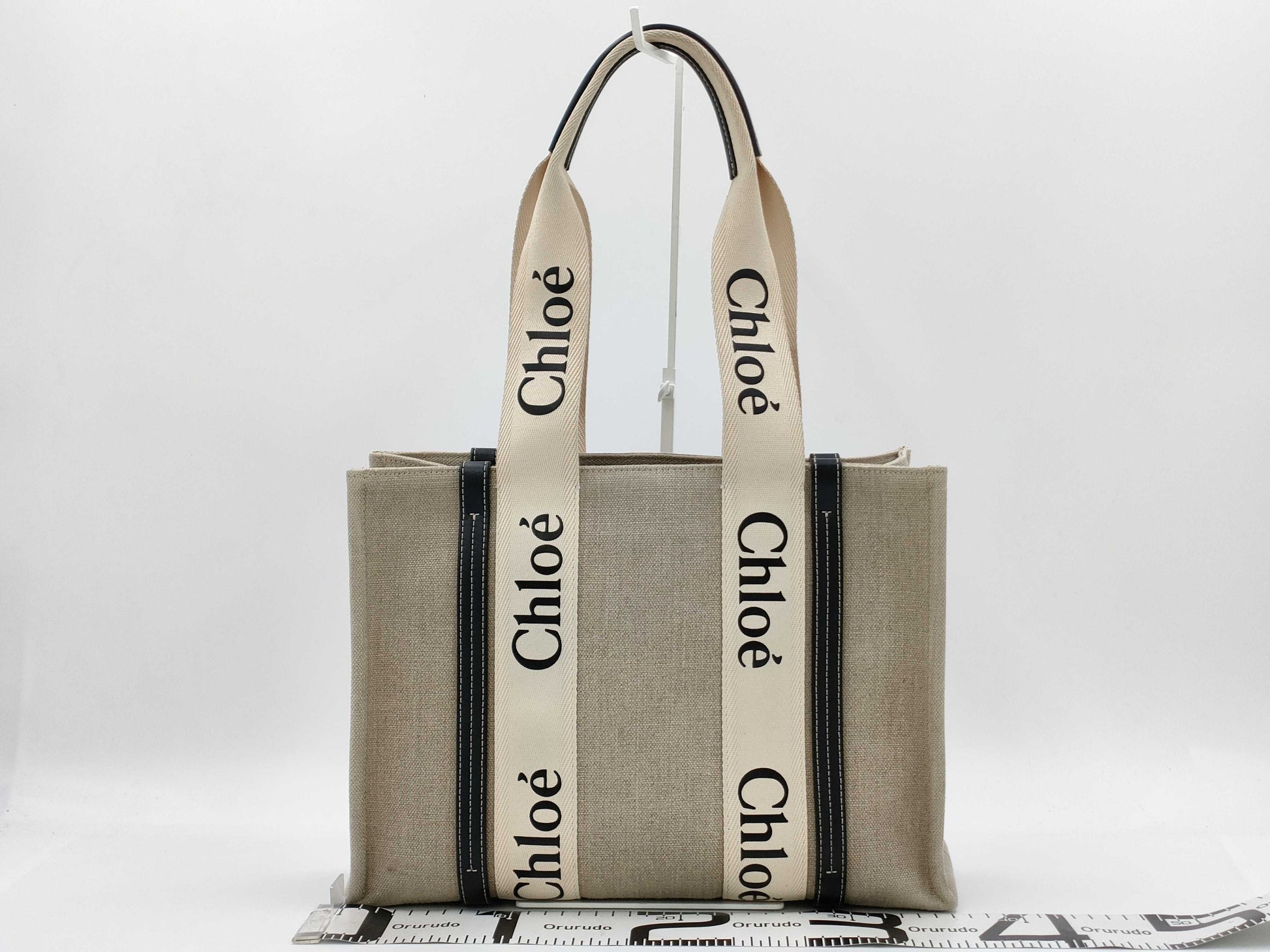 Chloe Woody Medium White Canvas Tote Bag