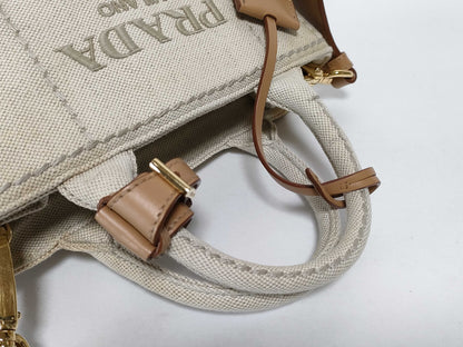 PRADA RFID Linen Blend Mini Handbag Shoulder Bag Handbag