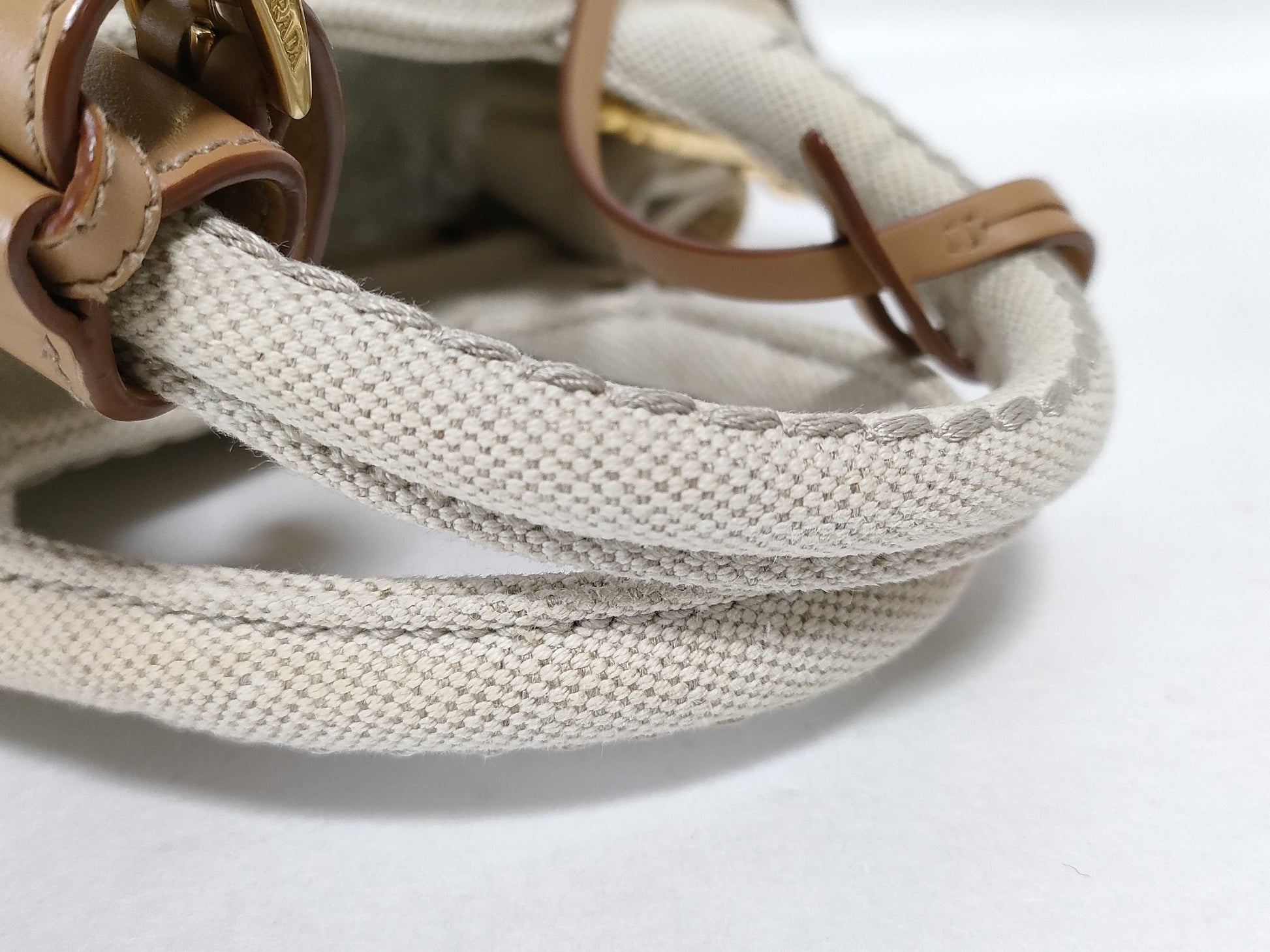 PRADA RFID Linen Blend Mini Handbag Shoulder Bag Handbag