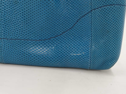 Salvatore Ferragamo Ferragamo Lizard Blue Shoulder Bag