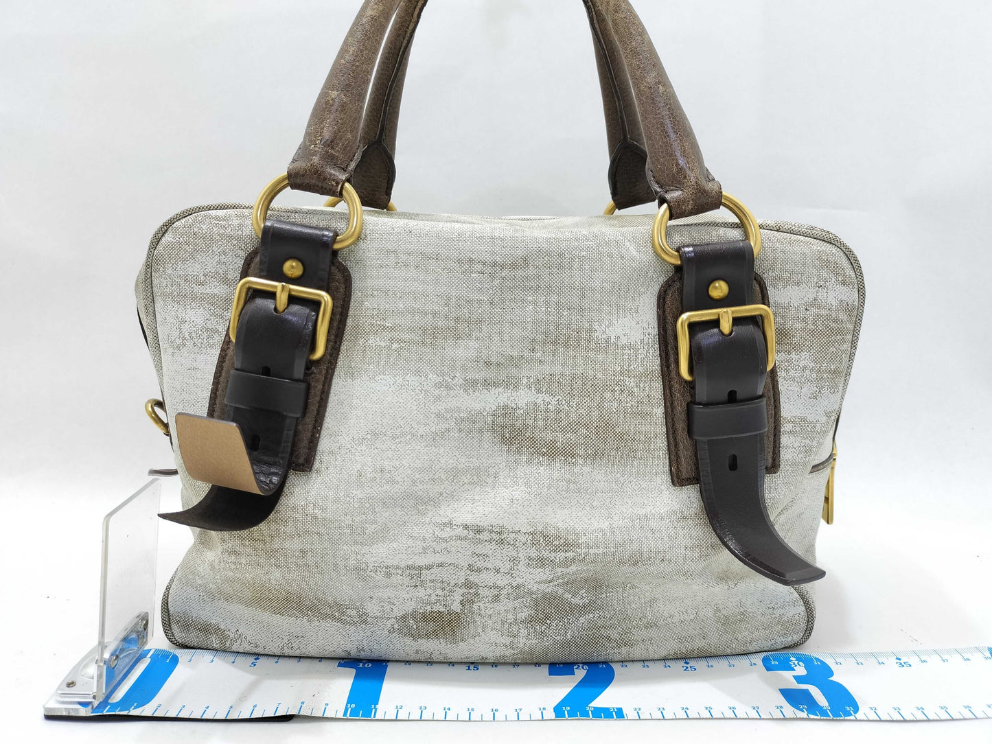 PRADA Prada Logo Jacquard Landscape Mini Boston Bag