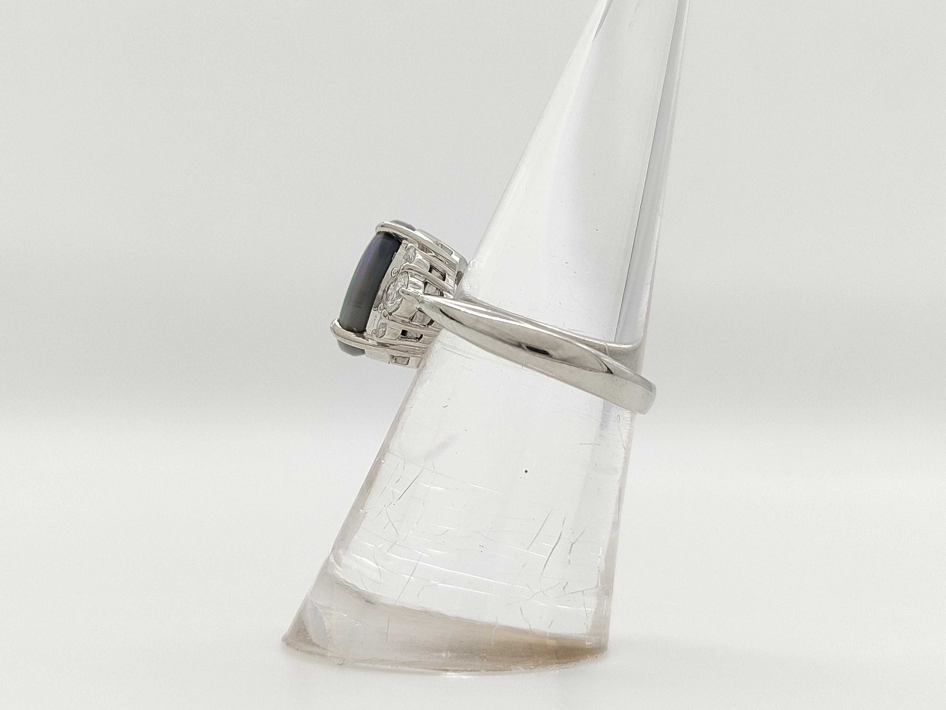 Black Opal 2.66ct D0.39ct PT900 6.7g Ring 