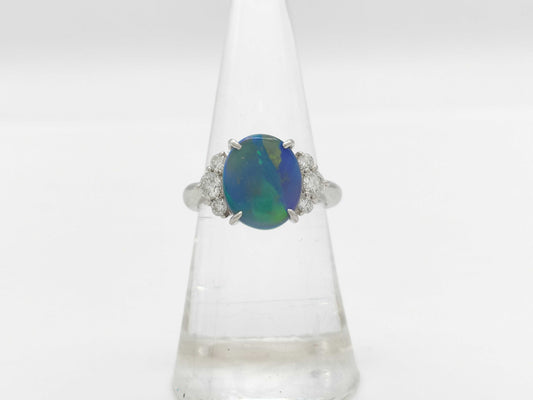 Black Opal 2.66ct D0.39ct PT900 6.7g Ring 