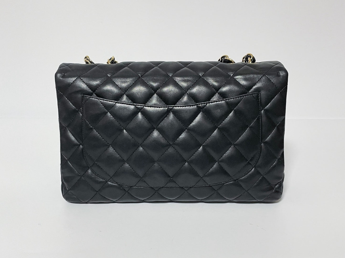 CHANEL Deca Matelasse Black Lambskin Shoulder Bag with Seal