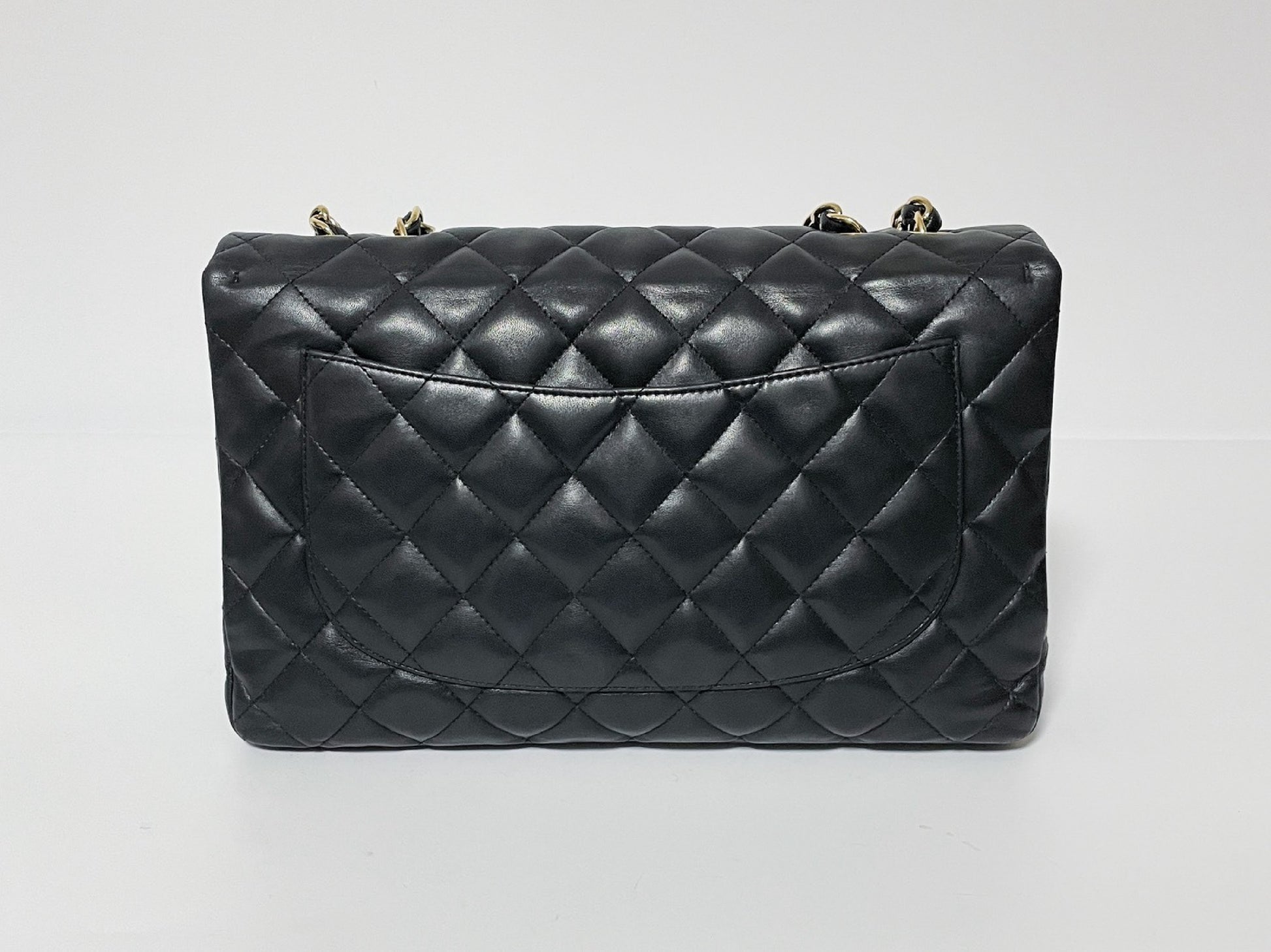 CHANEL Deca Matelasse Black Lambskin Shoulder Bag with Seal