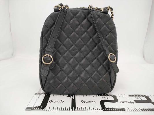 CHANEL Matelasse Backpack in Caviar Leather with Gold Hardware, Size 26