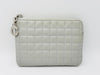 CELINE C Charm Quilted Calfskin Leather Coin Case, Light Grey
