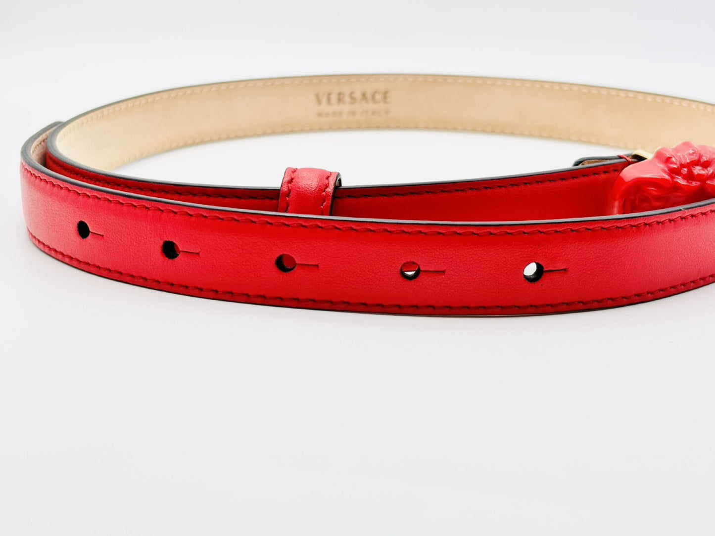 VERSACE La Medusa Leather Belt 70/28 Red