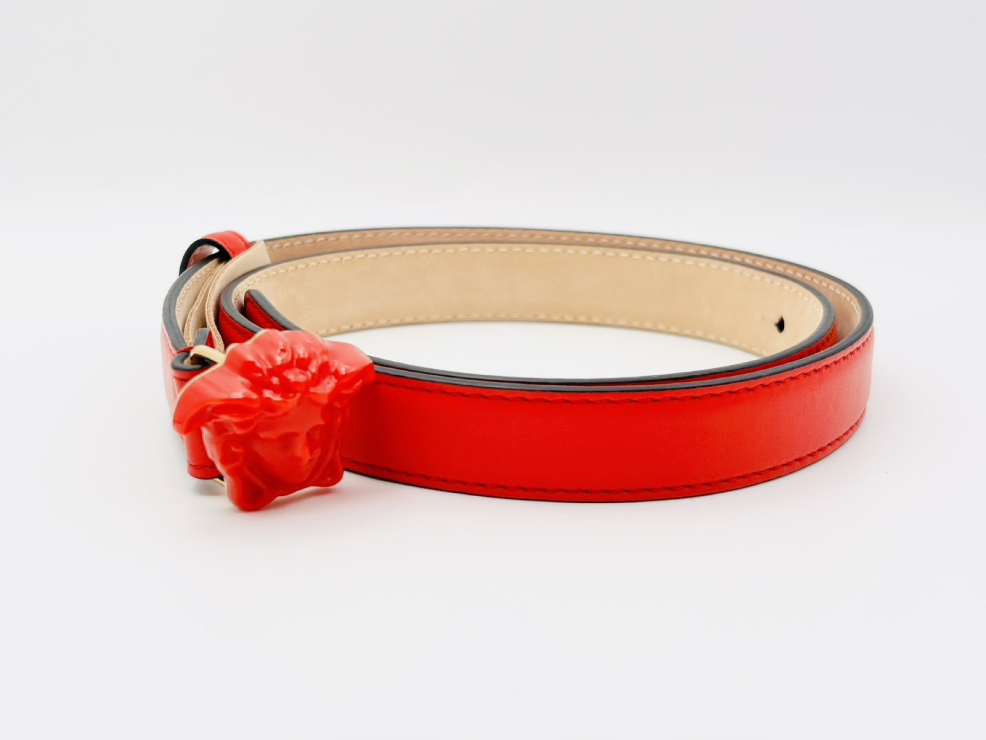 VERSACE La Medusa Leather Belt 70/28 Red