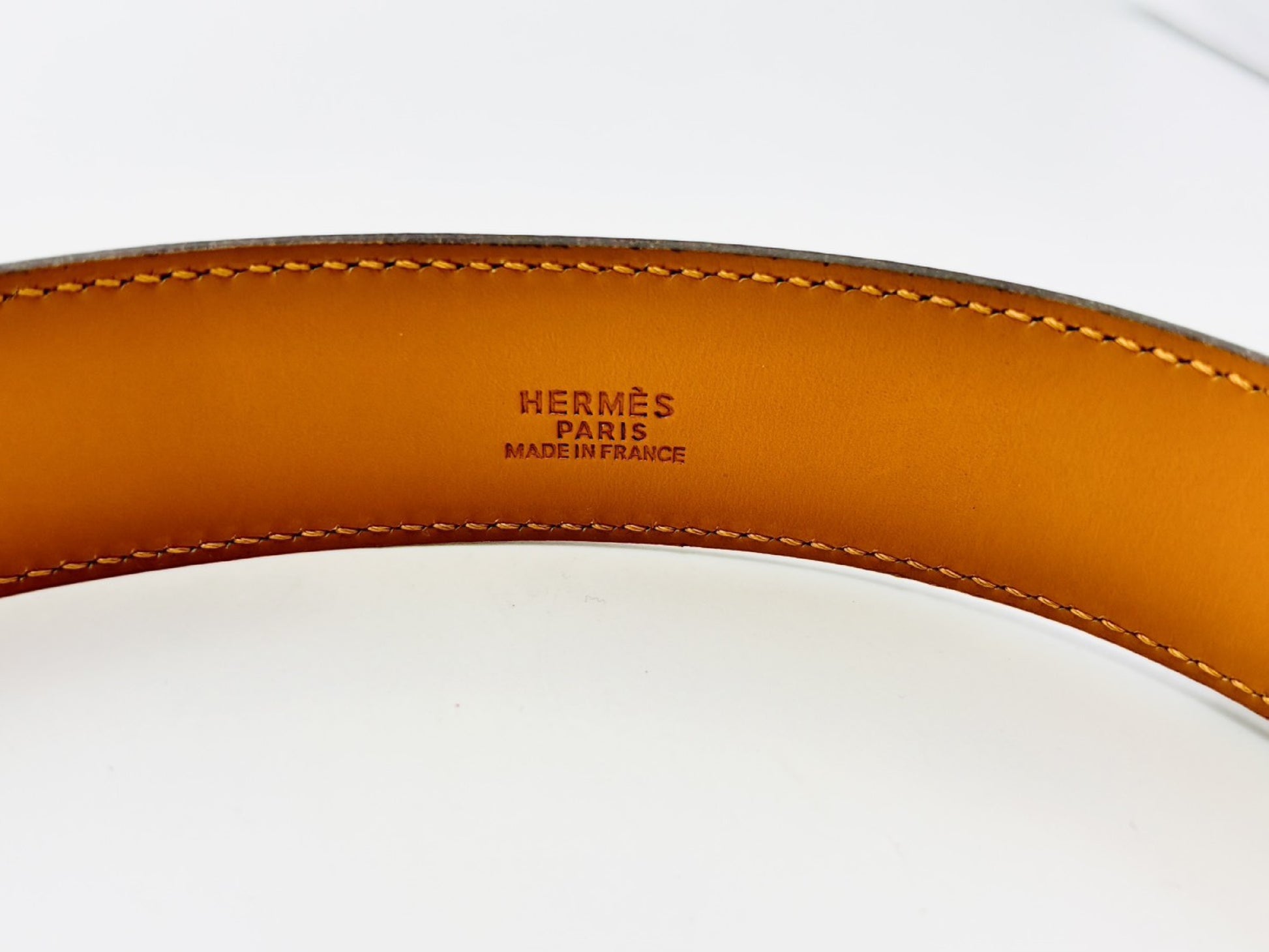 HERMES Leather Belt Size 38 □I Stamp Black x Silver Belt