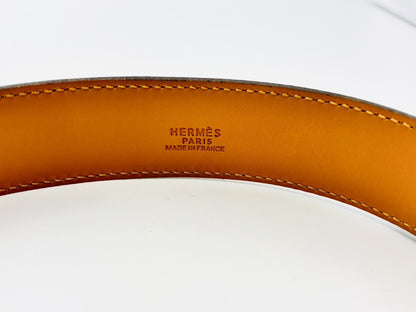 HERMES Leather Belt Size 38 □I Stamp Black x Silver Belt