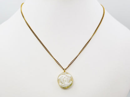 CHANEL Coco Mark Round Necklace 03A Resin Necklace