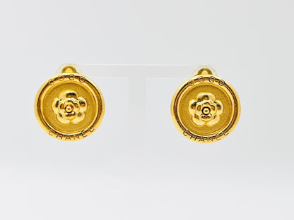 CHANEL Chanel Logo Camellia Round Earrings 97P Earrings