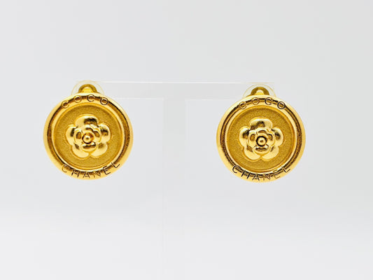 CHANEL Chanel Logo Camellia Round Earrings 97P Earrings