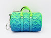 LOUIS VUITTON MP3284 Porte-Clés Mini Keepall Pouch with Charm and Key Ring, Monogram Embossed, Green and Blue, CX1212 Key Case/Key Holder