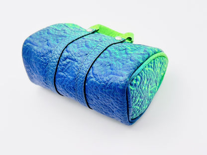 LOUIS VUITTON MP3284 Porte-Clés Mini Keepall Pouch with Charm and Key Ring, Monogram Embossed, Green and Blue, CX1212 Key Case/Key Holder