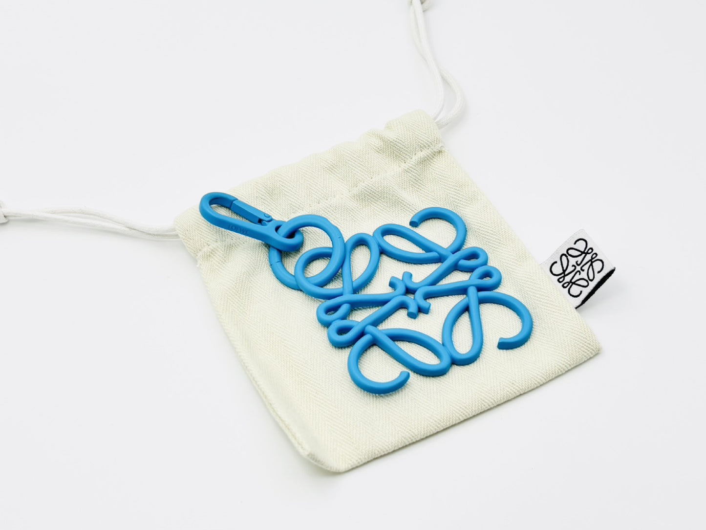 LOEWE Anagram Charm Key Ring Metal Blue Key Case/Key Holder