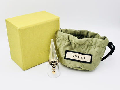 GUCCI Lion Head Heart Ring #S Gold Ring