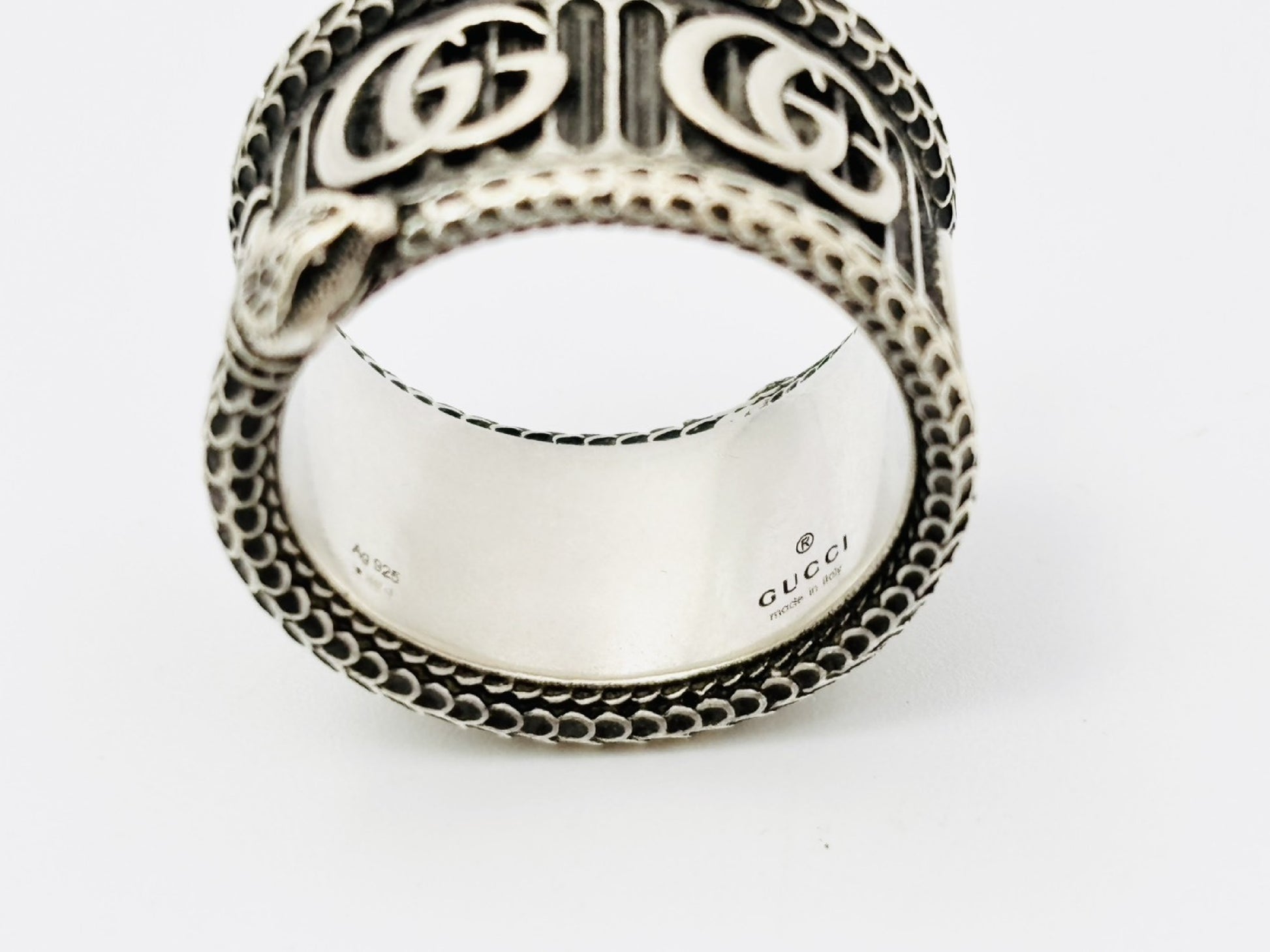 GUCCI GG Marmont Double G Snake Ring #20 925 16.2g Silver Ring