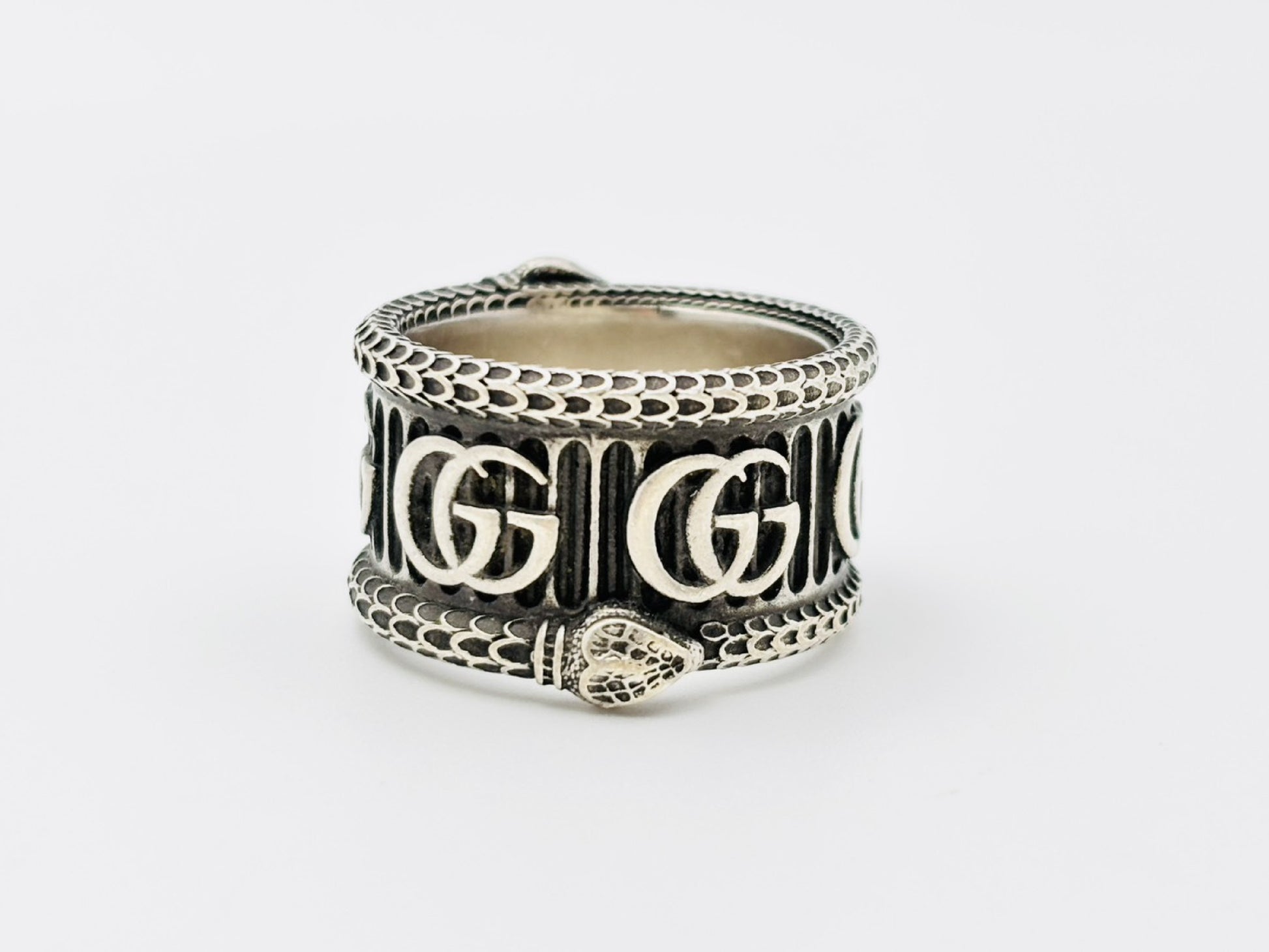 GUCCI GG Marmont Double G Snake Ring #20 925 16.2g Silver Ring