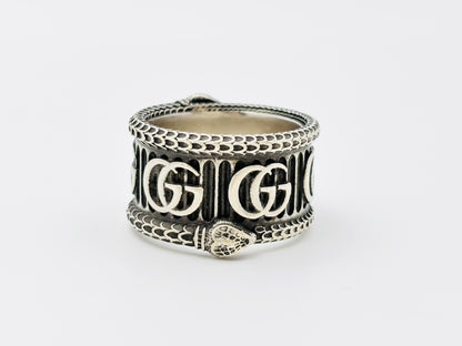 GUCCI GG Marmont Double G Snake Ring #20 925 16.2g Silver Ring