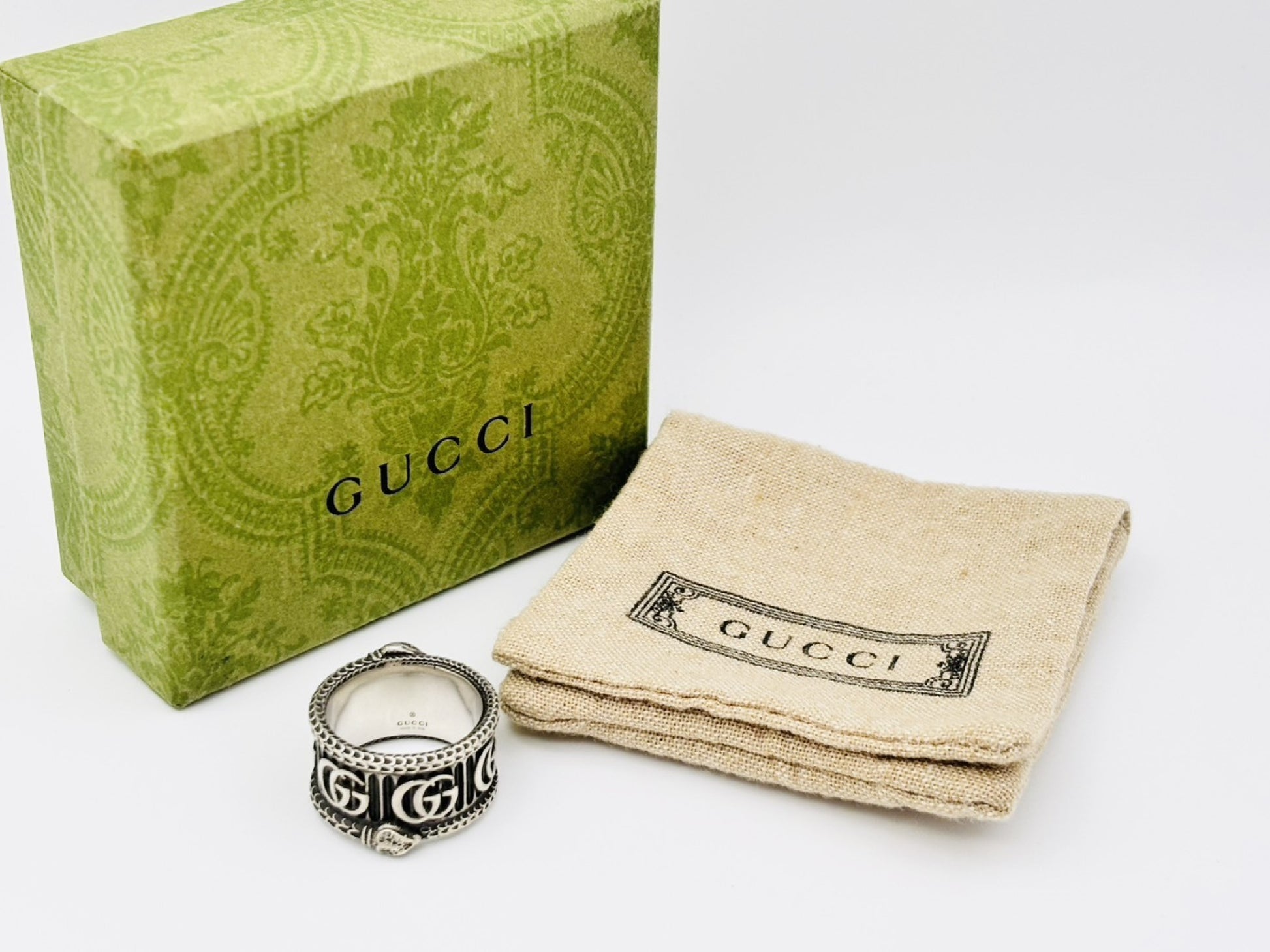 GUCCI GG Marmont Double G Snake Ring #20 925 16.2g Silver Ring