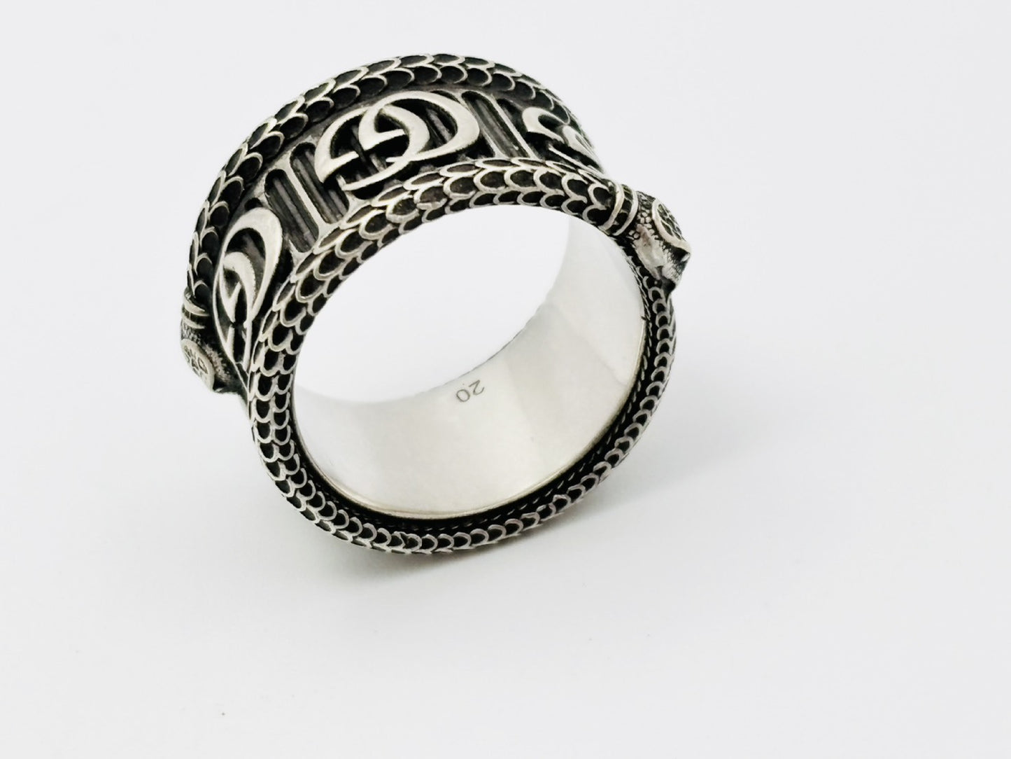 GUCCI GG Marmont Double G Snake Ring #20 925 16.2g Silver Ring