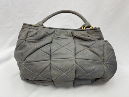 Miu Miu Logo Handbag Shoulder Bag Leather Gray 2-Way Bag Shoulder Bag