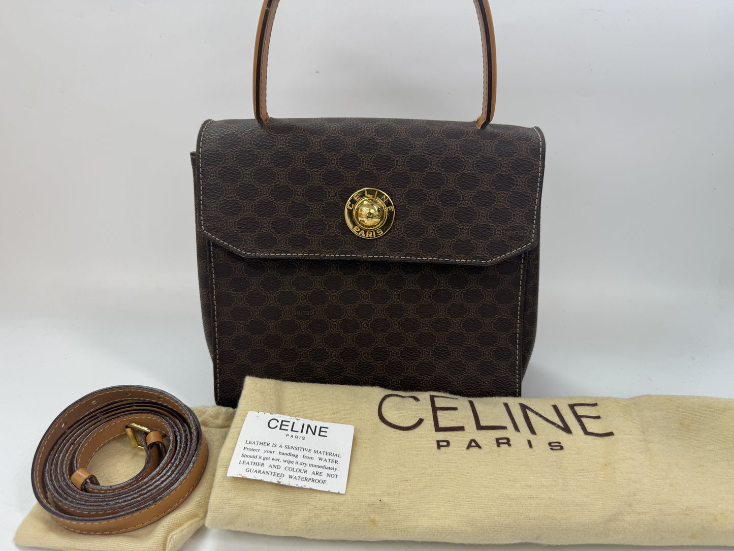 CELINE PVC Macadam 2-Way Brown Handbag